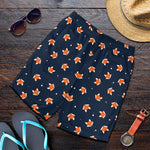 Orange Fox Pattern Print Men's Shorts