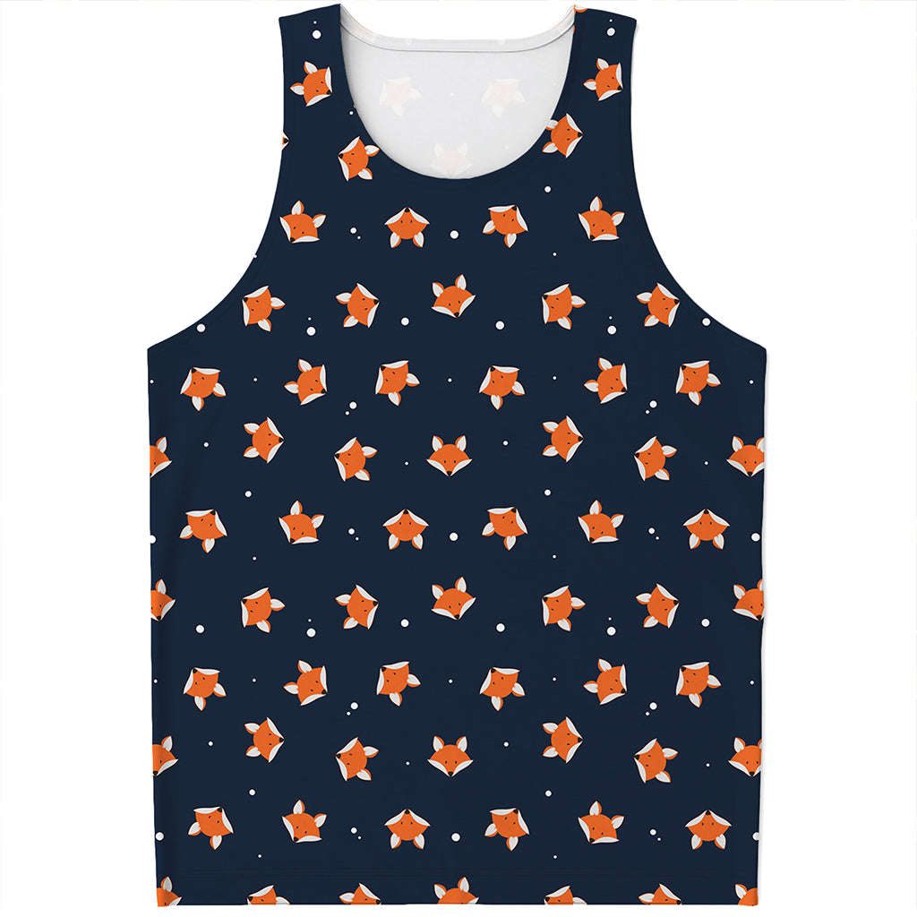 Orange Fox Pattern Print Men's Tank Top