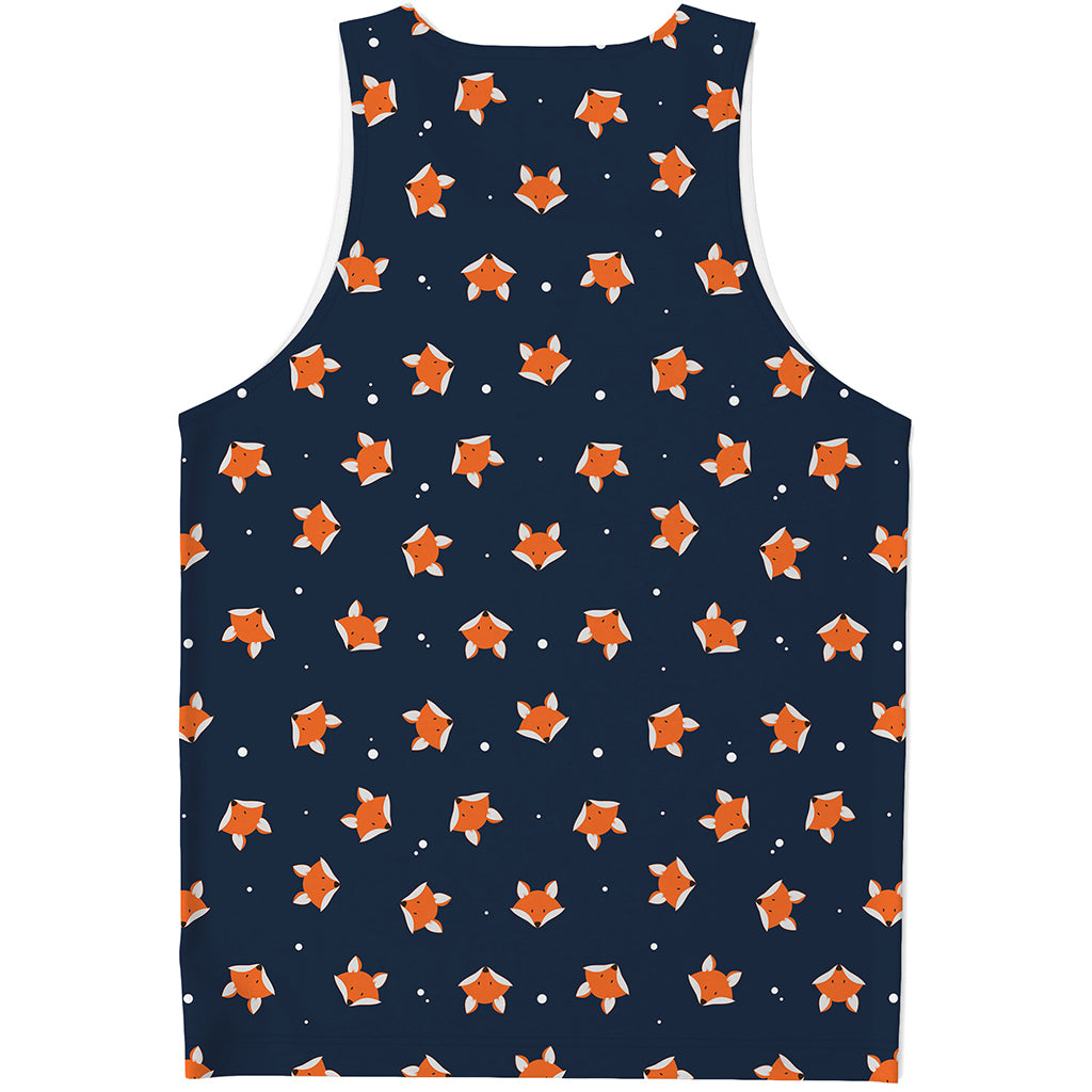 Orange Fox Pattern Print Men's Tank Top