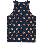 Orange Fox Pattern Print Men's Tank Top