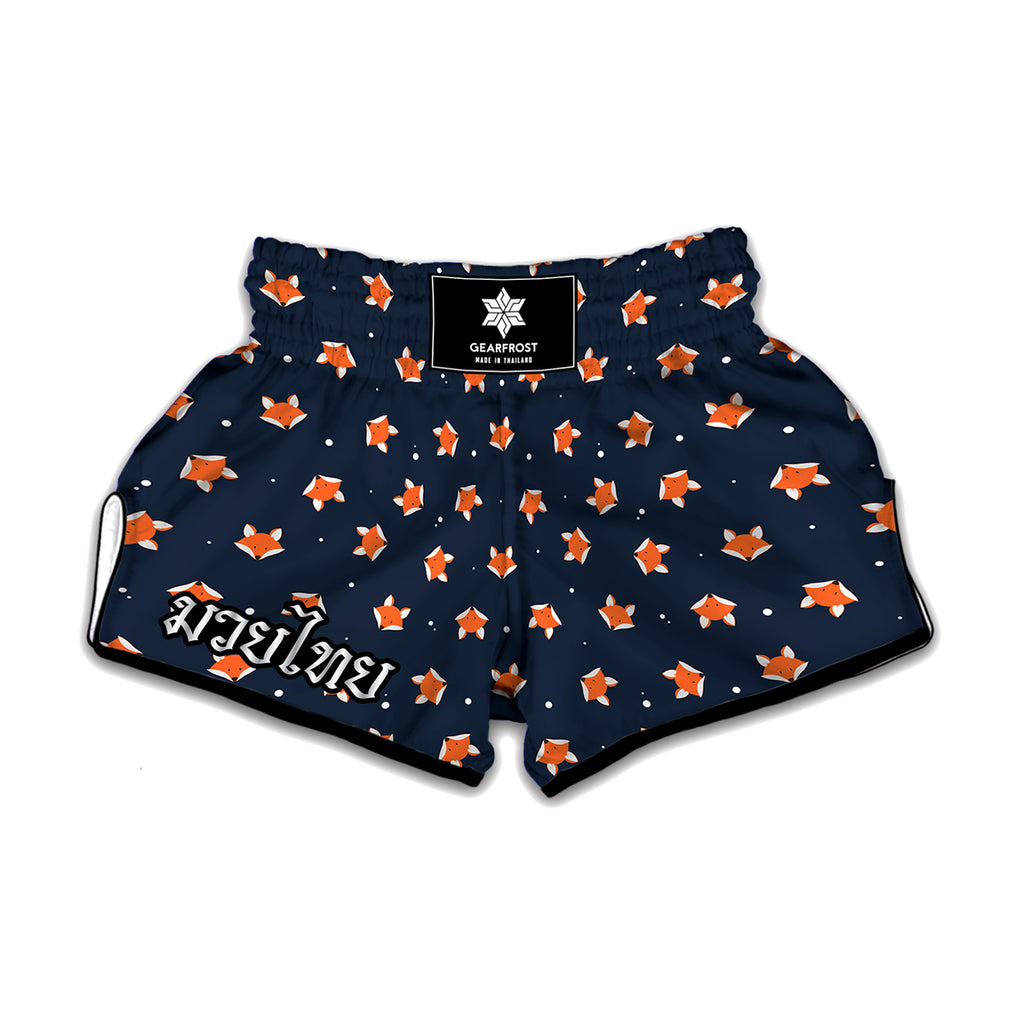 Orange Fox Pattern Print Muay Thai Boxing Shorts