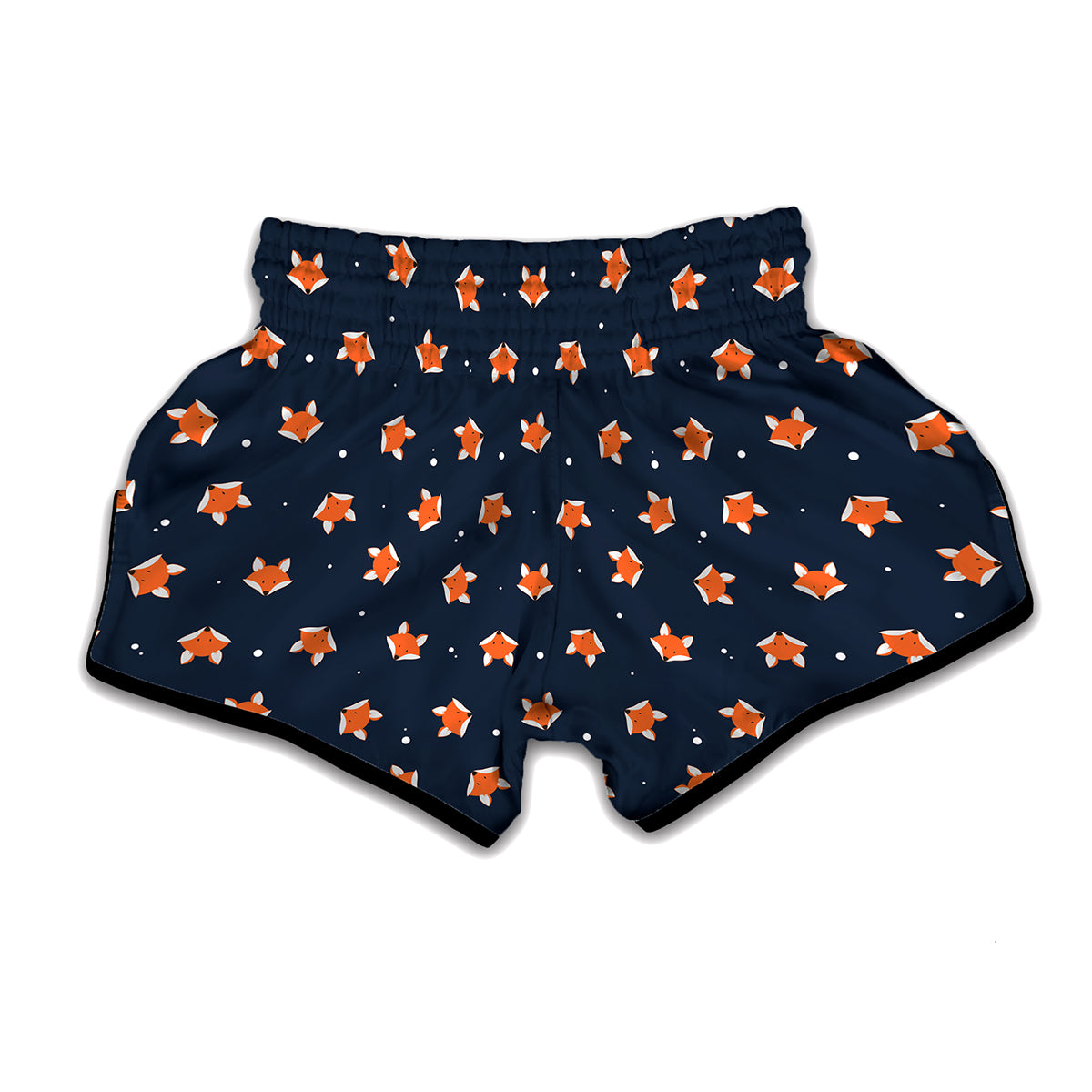 Orange Fox Pattern Print Muay Thai Boxing Shorts
