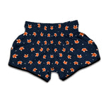 Orange Fox Pattern Print Muay Thai Boxing Shorts