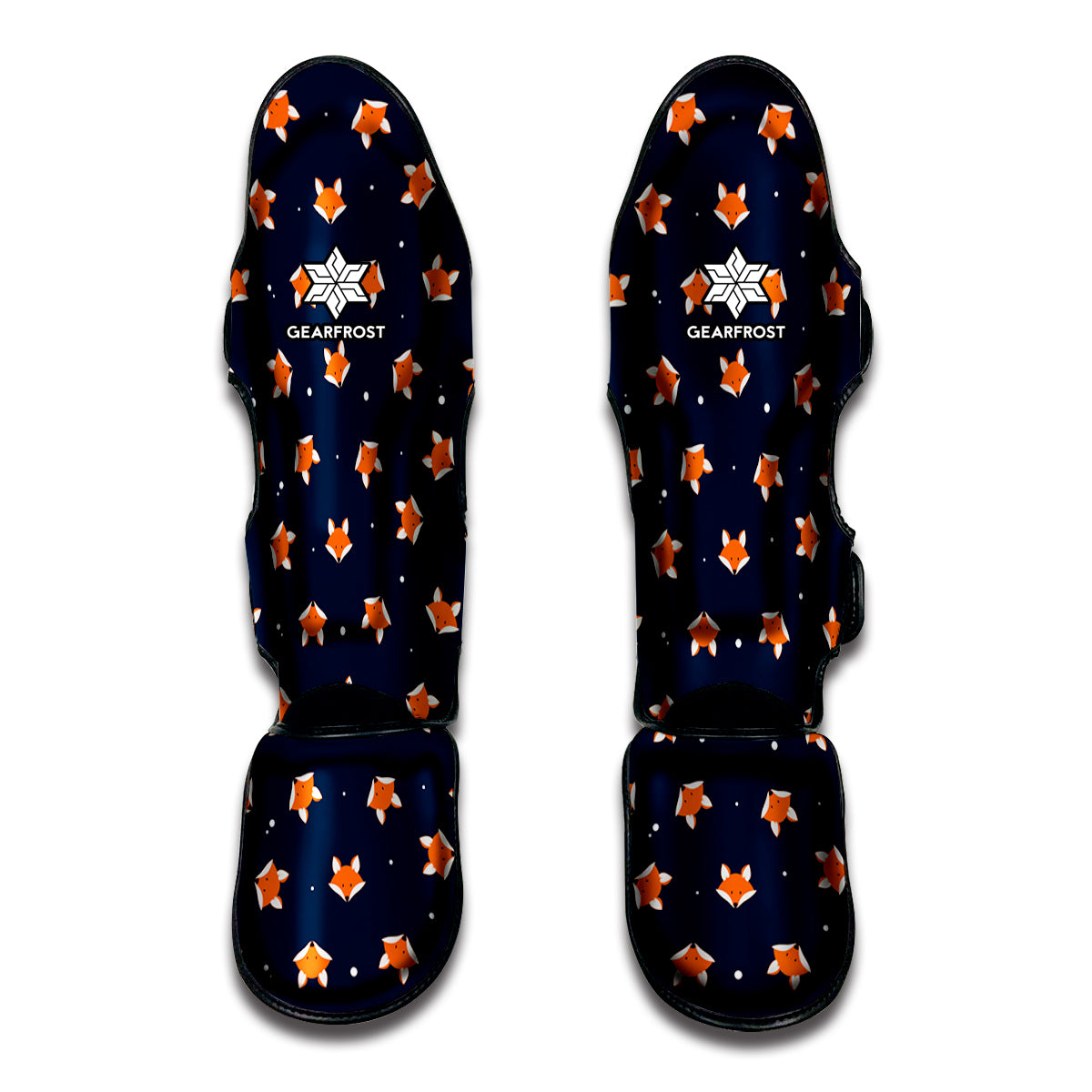Orange Fox Pattern Print Muay Thai Shin Guard