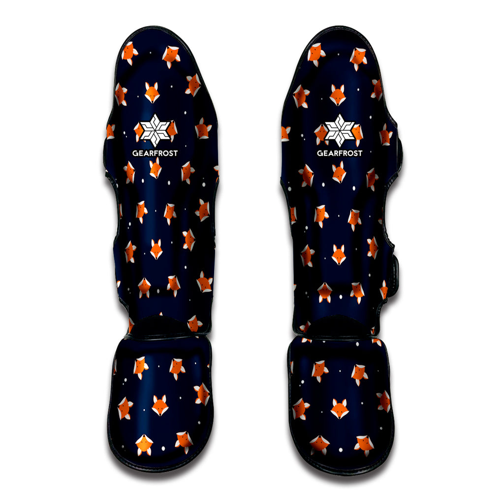 Orange Fox Pattern Print Muay Thai Shin Guard