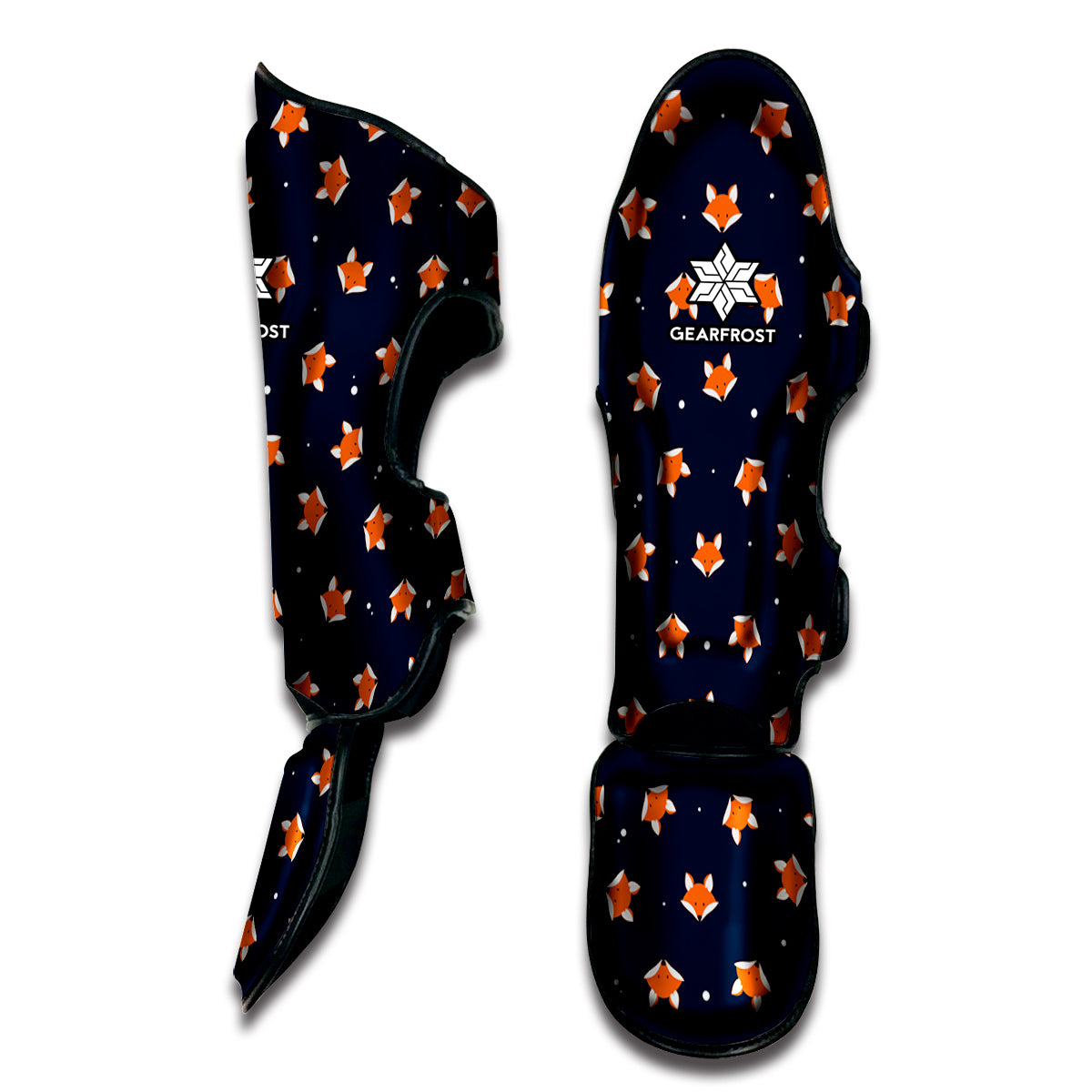 Orange Fox Pattern Print Muay Thai Shin Guard