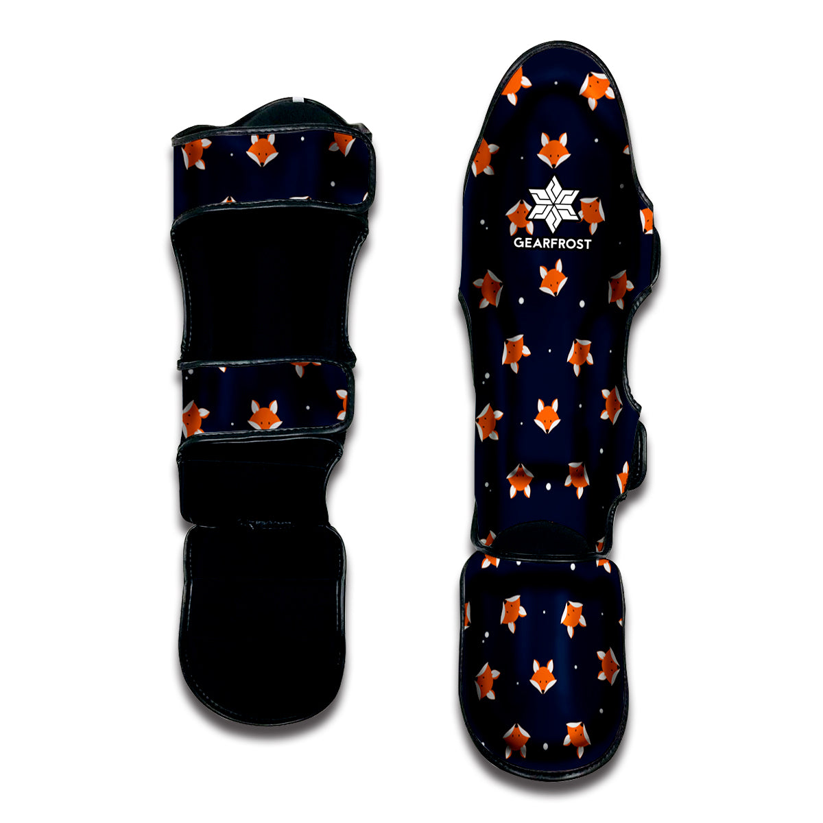 Orange Fox Pattern Print Muay Thai Shin Guard