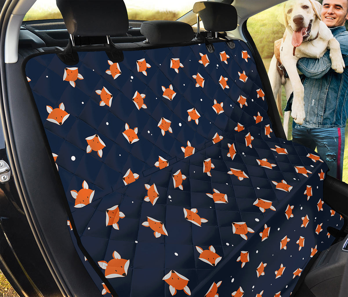 Orange Fox Pattern Print Pet Car Back Seat Cover