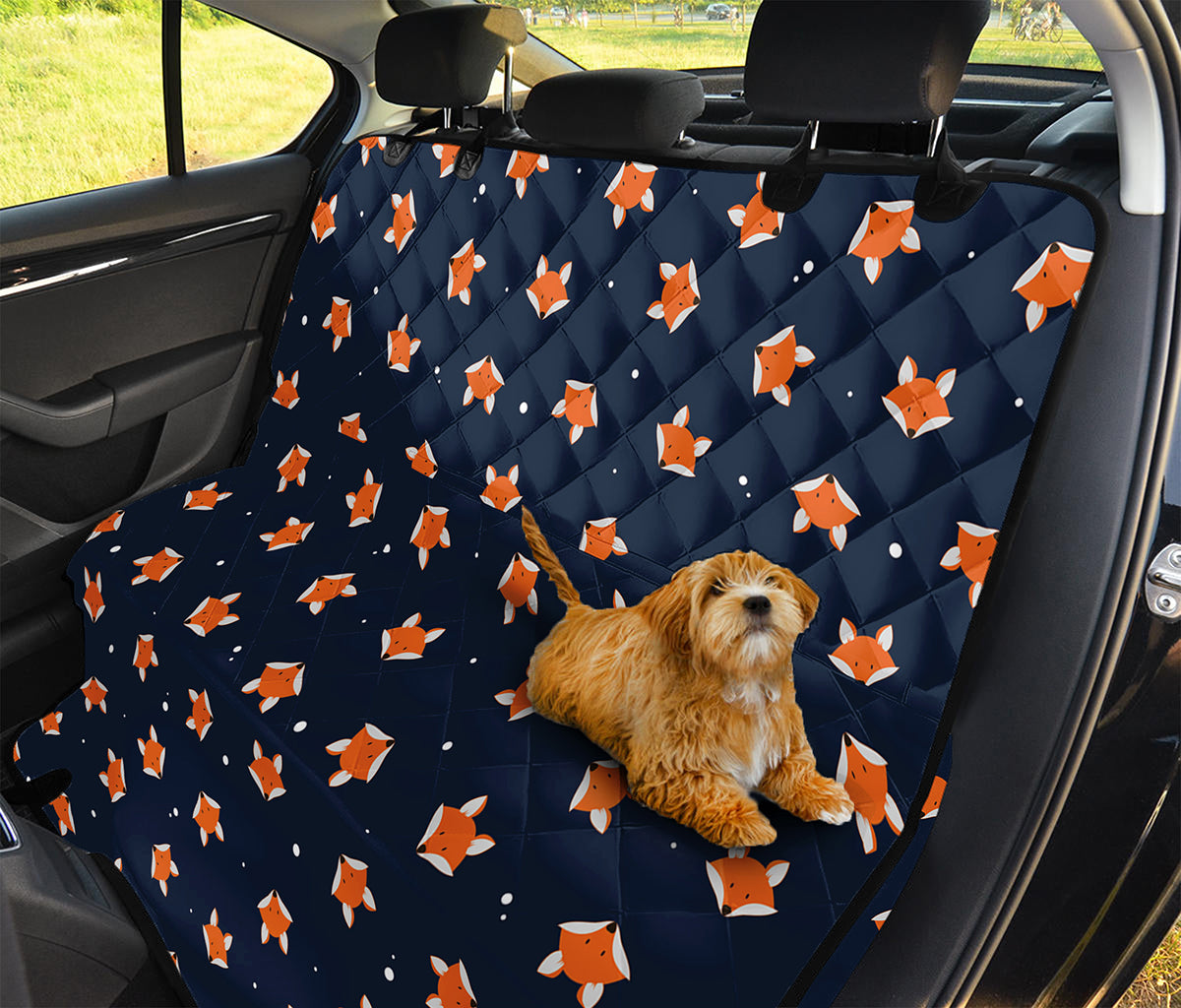 Orange Fox Pattern Print Pet Car Back Seat Cover