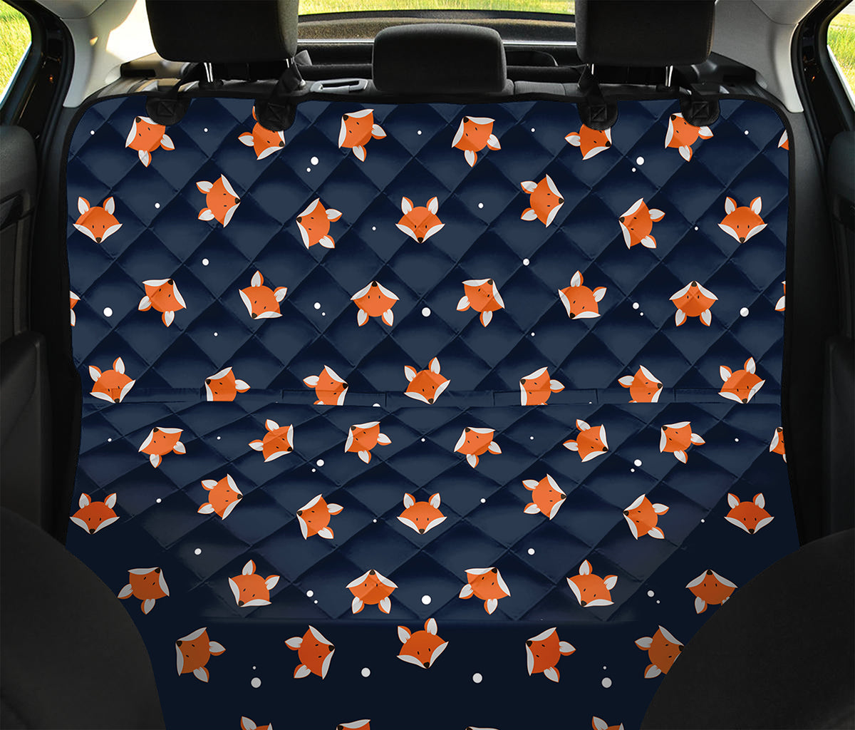 Orange Fox Pattern Print Pet Car Back Seat Cover