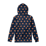 Orange Fox Pattern Print Pullover Hoodie