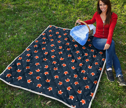 Orange Fox Pattern Print Quilt