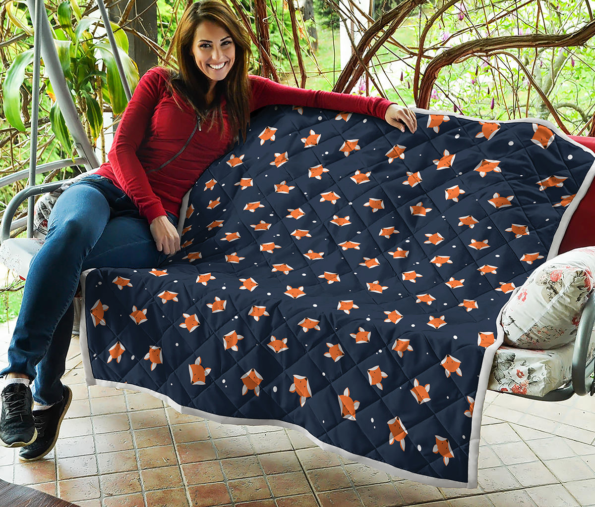 Orange Fox Pattern Print Quilt