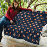 Orange Fox Pattern Print Quilt