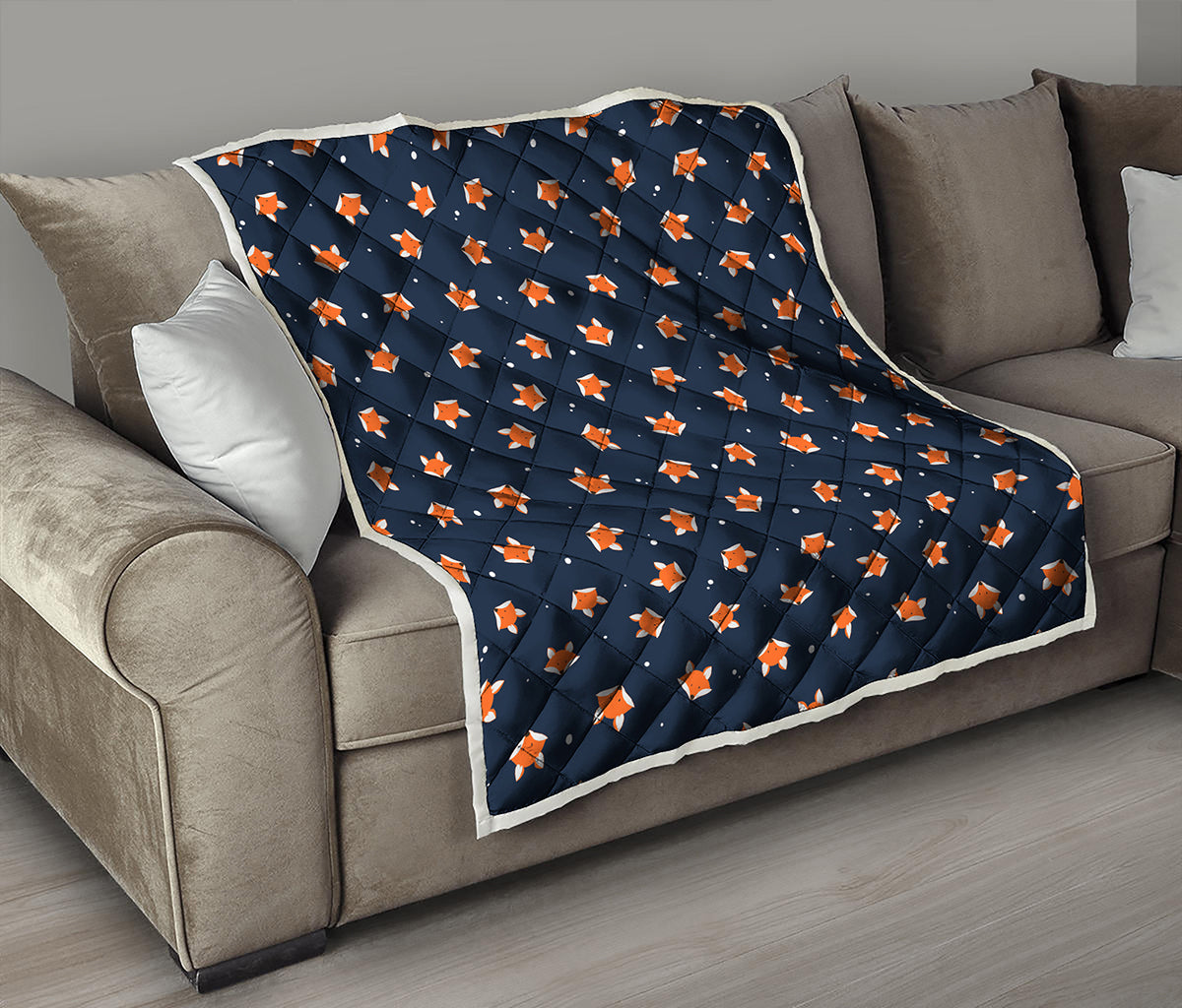 Orange Fox Pattern Print Quilt