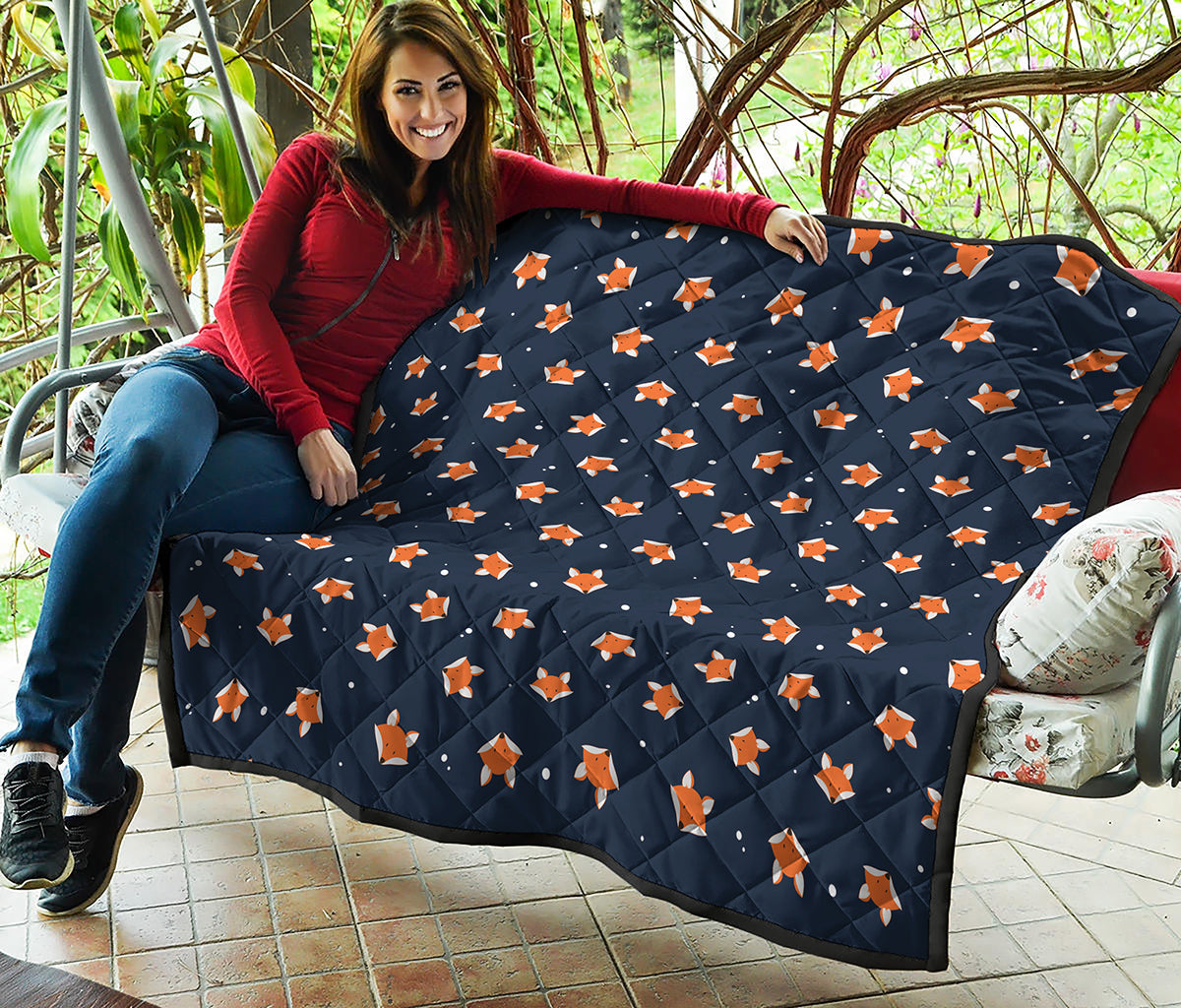 Orange Fox Pattern Print Quilt