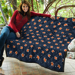 Orange Fox Pattern Print Quilt