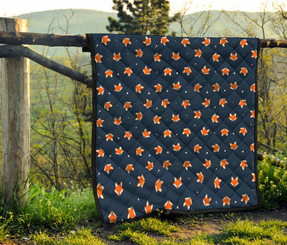 Orange Fox Pattern Print Quilt