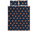 Orange Fox Pattern Print Quilt Bed Set