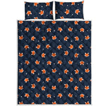 Orange Fox Pattern Print Quilt Bed Set