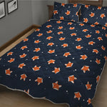 Orange Fox Pattern Print Quilt Bed Set