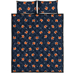 Orange Fox Pattern Print Quilt Bed Set
