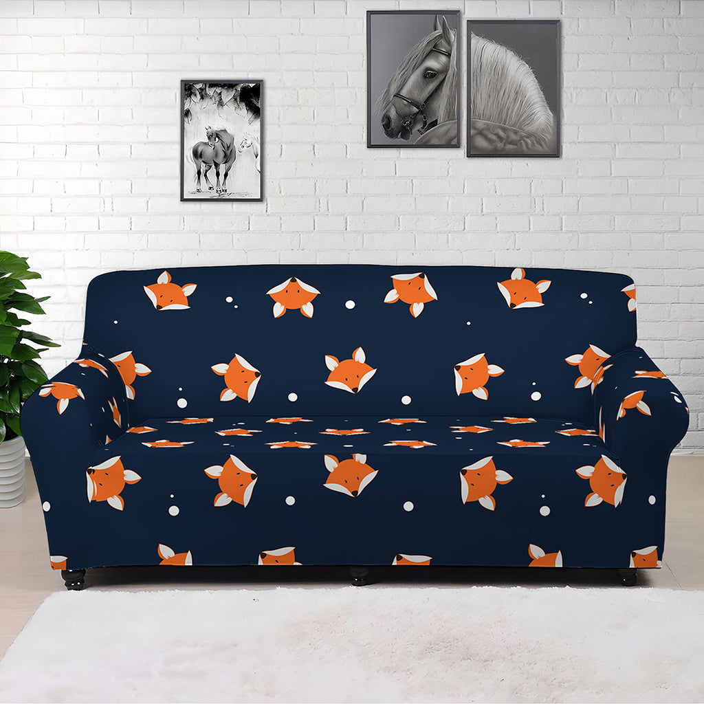Orange Fox Pattern Print Sofa Cover