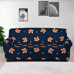 Orange Fox Pattern Print Sofa Cover