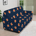 Orange Fox Pattern Print Sofa Cover