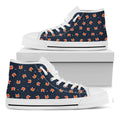 Orange Fox Pattern Print White High Top Sneakers