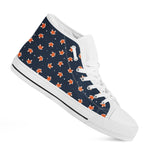 Orange Fox Pattern Print White High Top Shoes