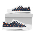 Orange Fox Pattern Print White Low Top Sneakers