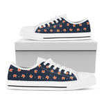 Orange Fox Pattern Print White Low Top Shoes