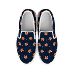 Orange Fox Pattern Print White Slip On Shoes