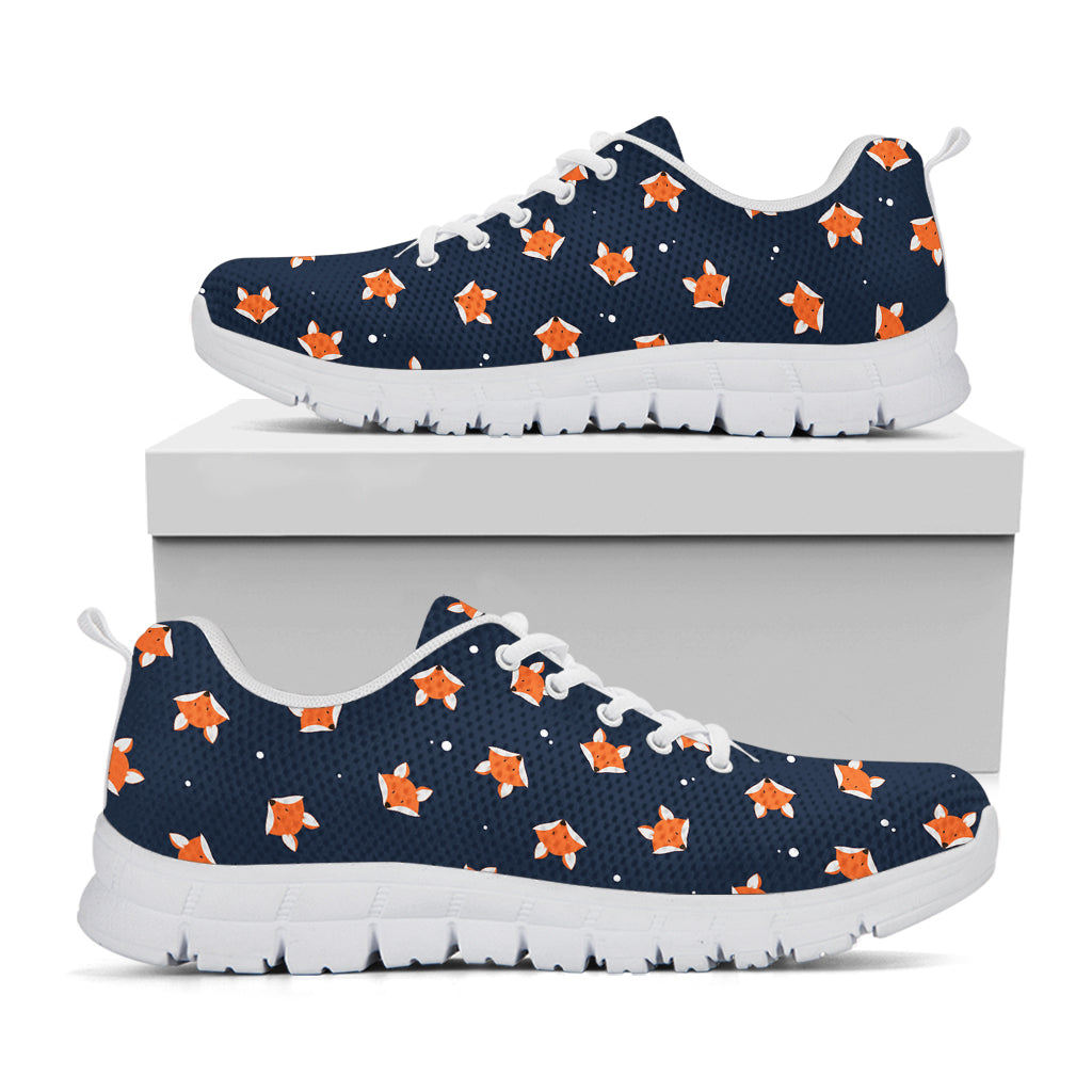 Orange Fox Pattern Print White Sneakers