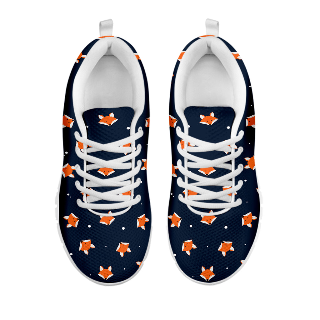 Orange Fox Pattern Print White Sneakers