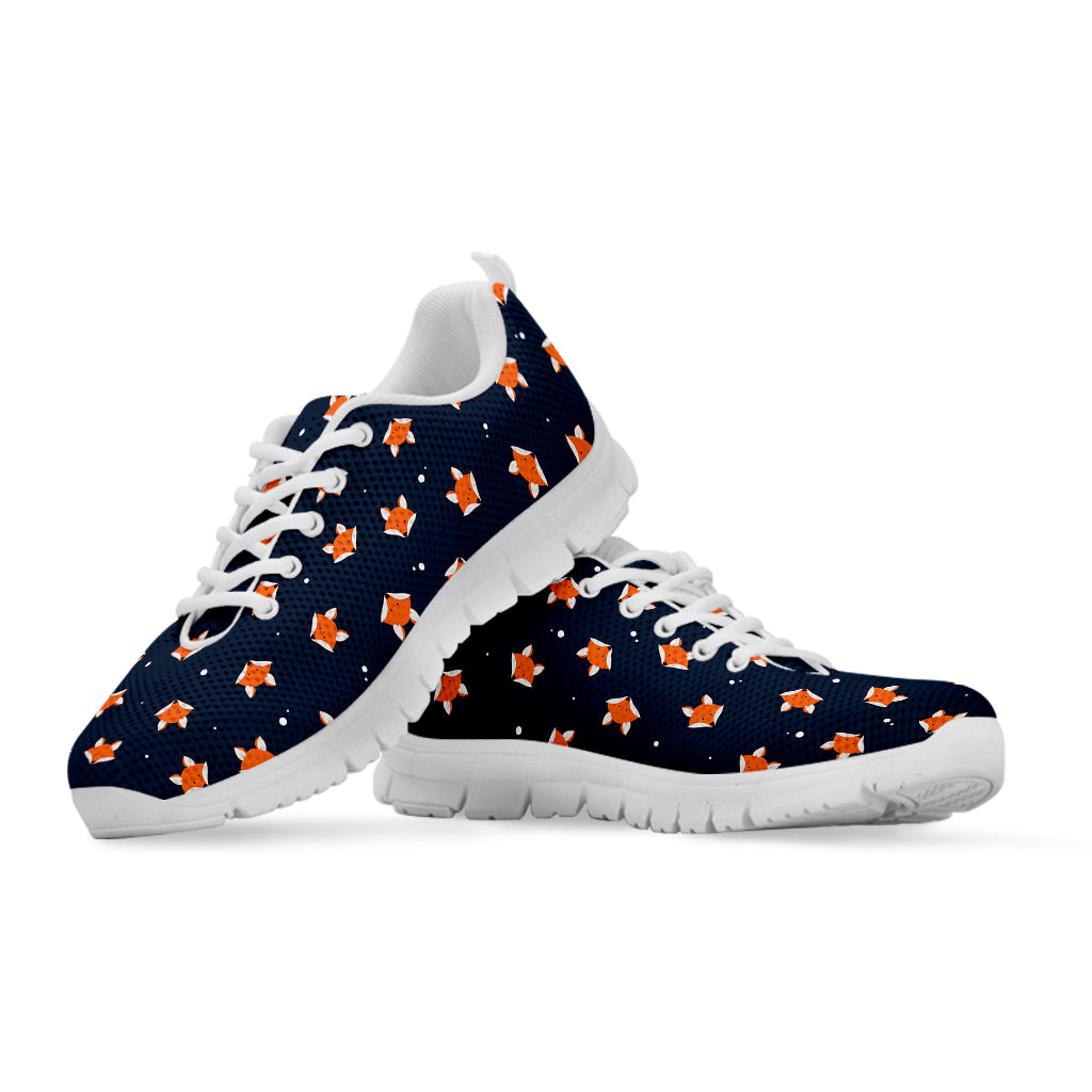 Orange Fox Pattern Print White Sneakers