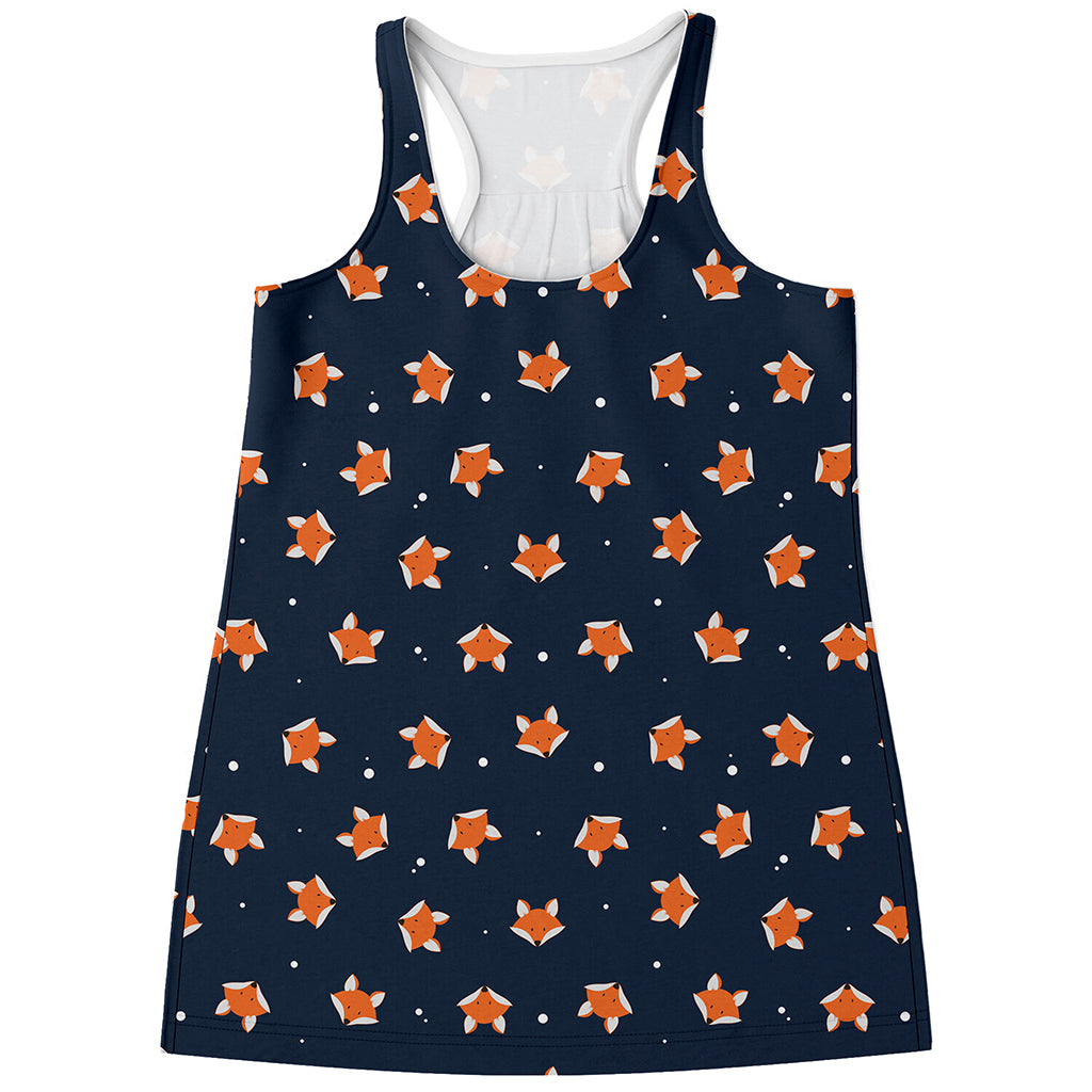 Orange Fox Pattern Print Women's Racerback Tank Top