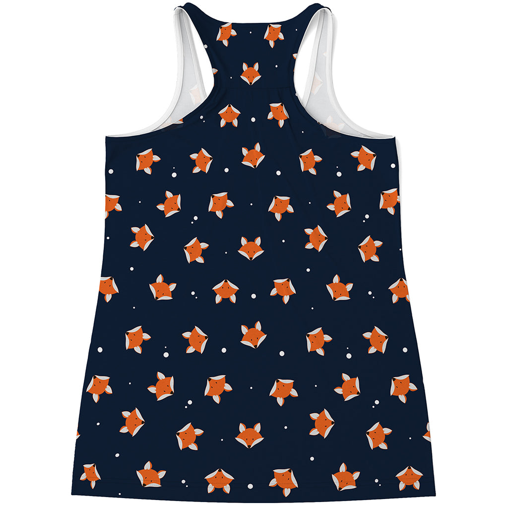 Orange Fox Pattern Print Women's Racerback Tank Top