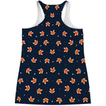 Orange Fox Pattern Print Women's Racerback Tank Top