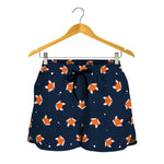 Orange Fox Pattern Print Women's Shorts