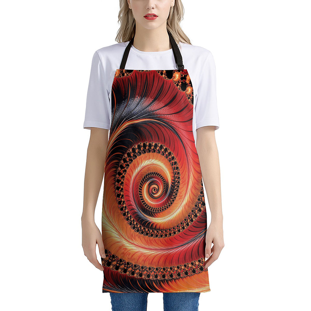 Orange Fractal Print Apron