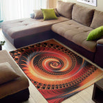 Orange Fractal Print Area Rug