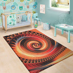 Orange Fractal Print Area Rug