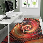 Orange Fractal Print Area Rug
