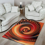 Orange Fractal Print Area Rug