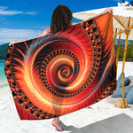 Orange Fractal Print Beach Sarong Wrap