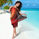 Orange Fractal Print Beach Sarong Wrap