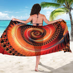 Orange Fractal Print Beach Sarong Wrap