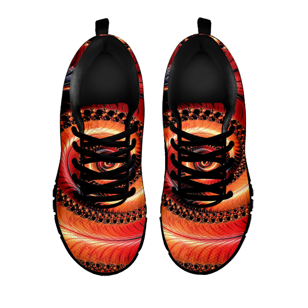Orange Fractal Print Black Sneakers